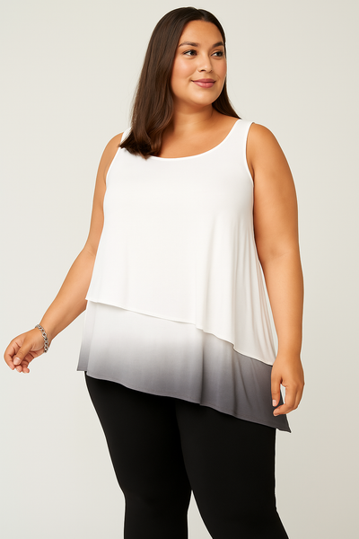 Joseph A 155603 Womens Asymmetric Dip Dye Tank Top