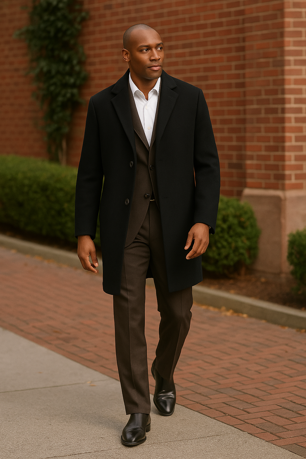 Calvin Klein Mens Malibu Slim-Fit Black Overcoat