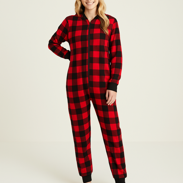 Family Pajamas Matching Womens 1-PC. Red Check Printed Family Pajamas
