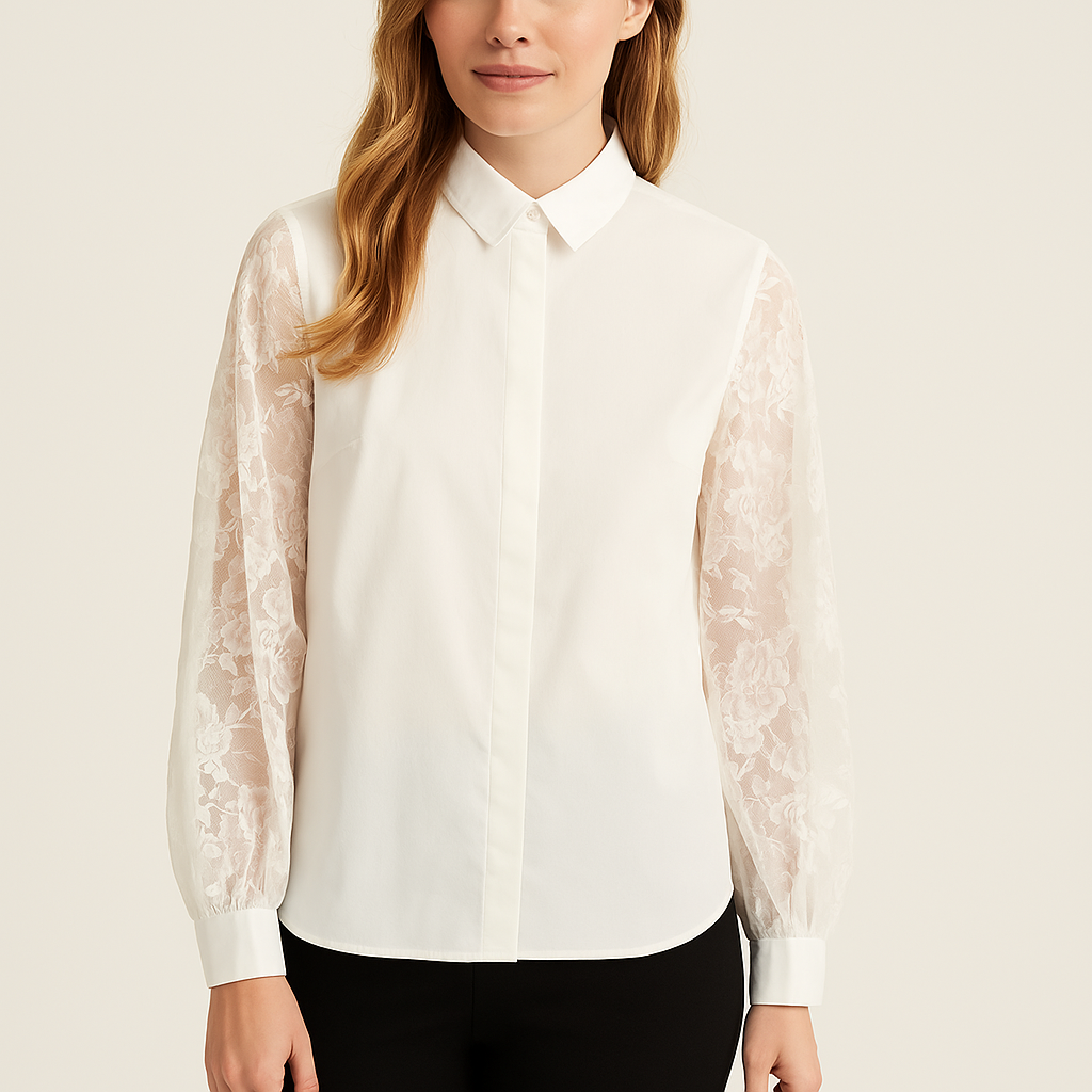 Alfani Lace-Sleeve Button-up Shirt