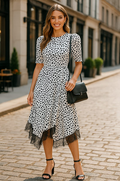 Lost Ink Plus Lace-Trim Animal-Print Dress