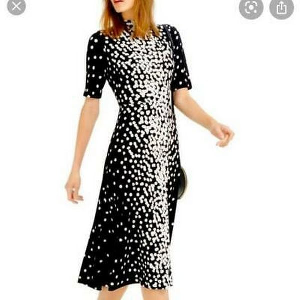 Alfani Dot-Print Tie-Neck Dress Black and White, Size Small