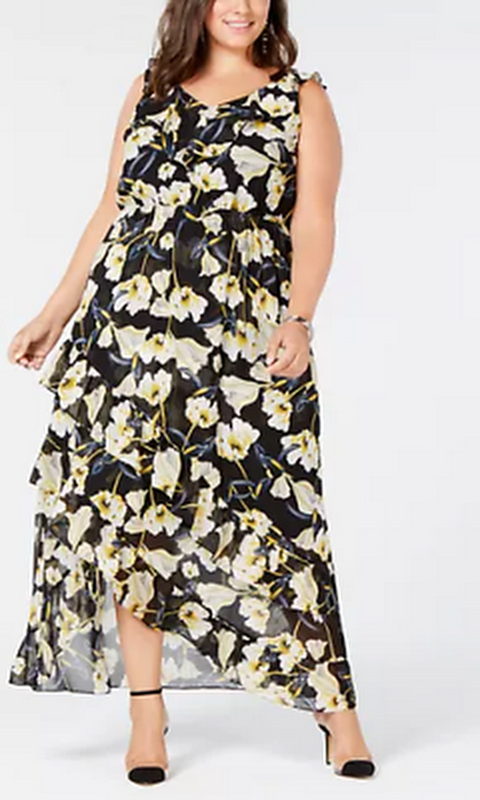 INC Womens Plus Hi-Low Floral Cocktail Dress