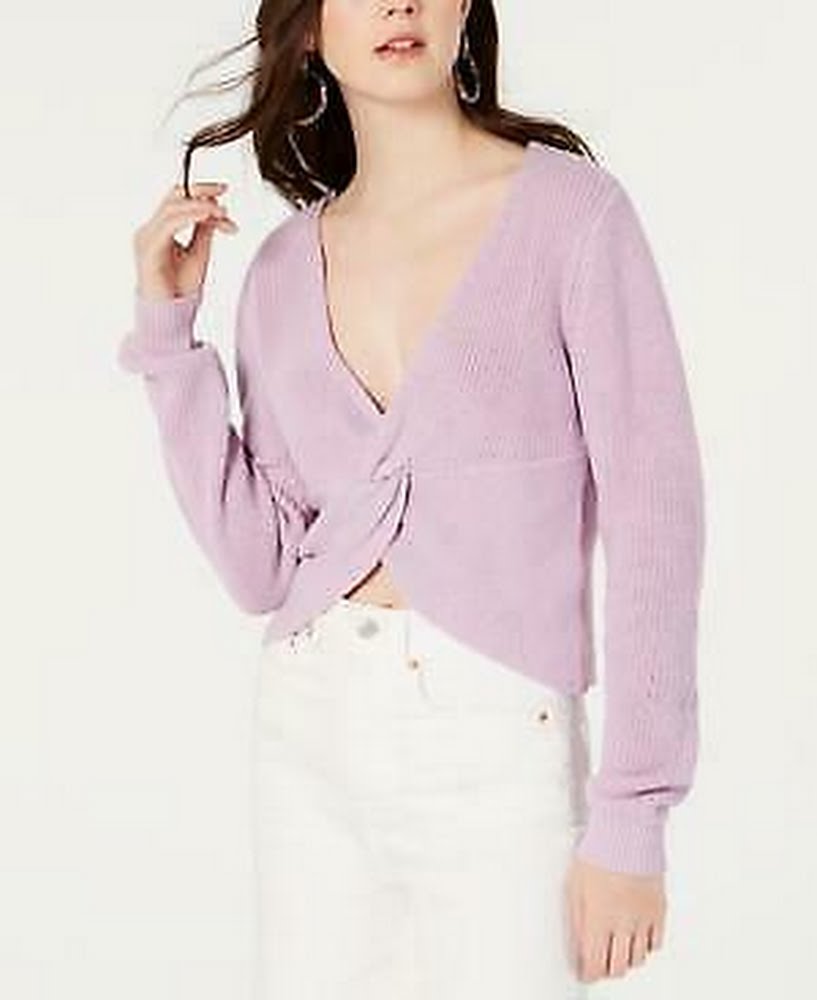 Material Girl Womens Twist Front Cropped Pullover Sweater, Size Large
