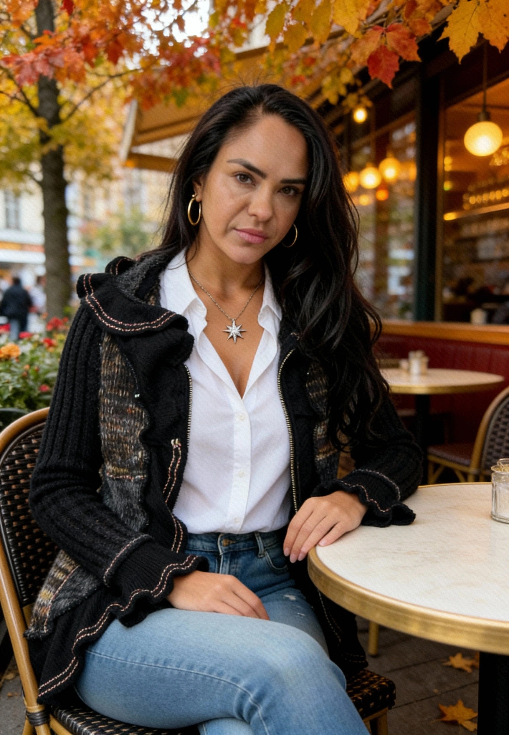 Forla Paris Mohair Wool Blend Ruffled Knit Cardigan Womens Medium