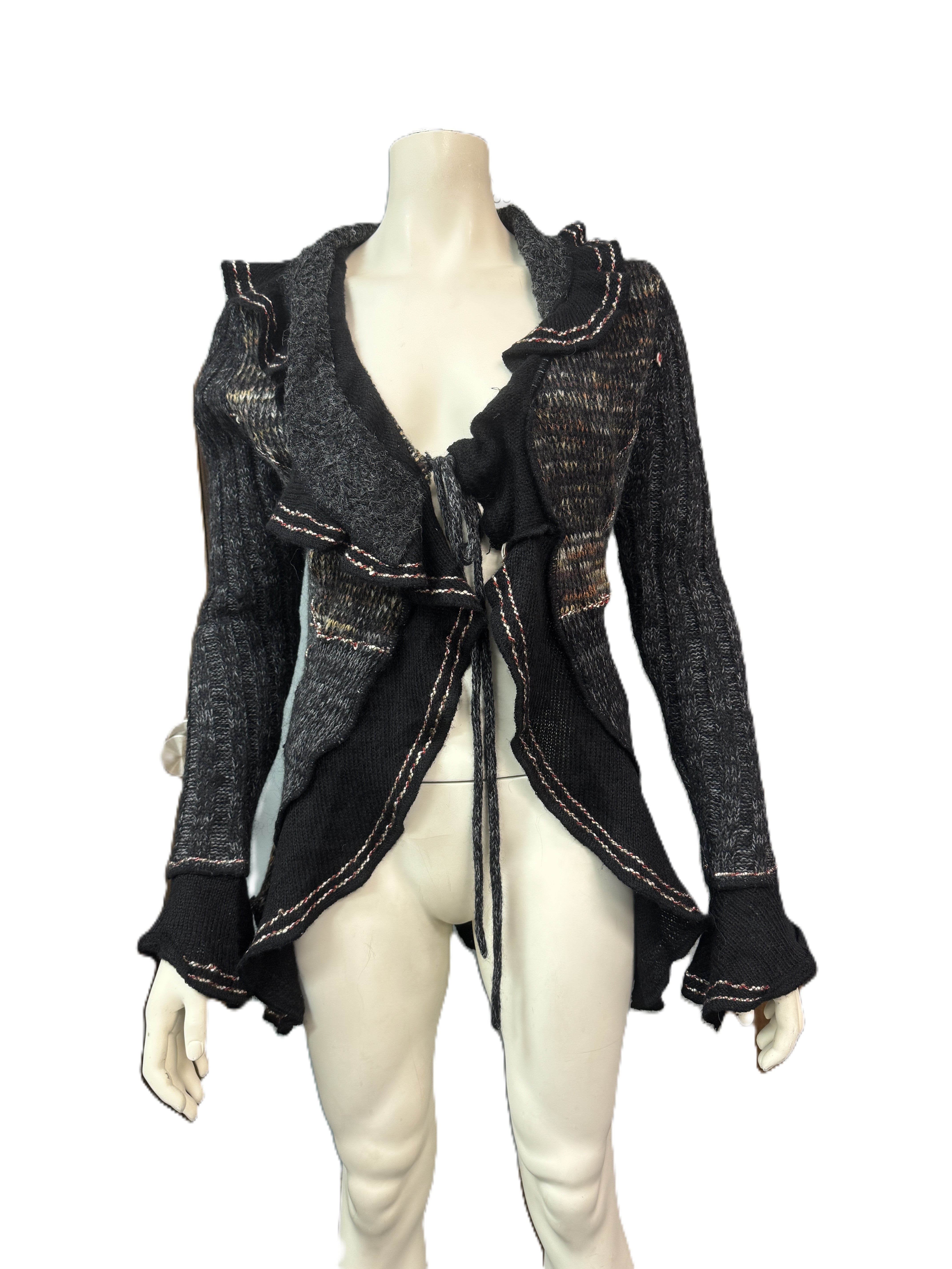 Forla Paris Mohair Wool Blend Ruffled Knit Cardigan Womens Medium