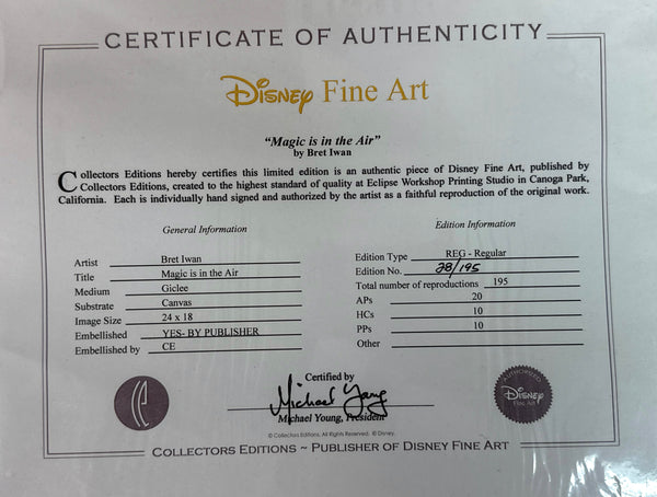 Disney Fine Art Magic is in the Air by Bret Iwan Certificate of Authenticity