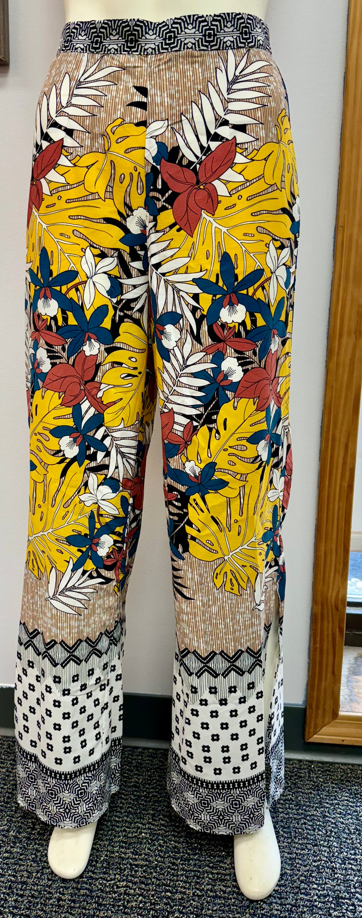A+k Boutique Flower Print Palazzo Pants, Size Small
