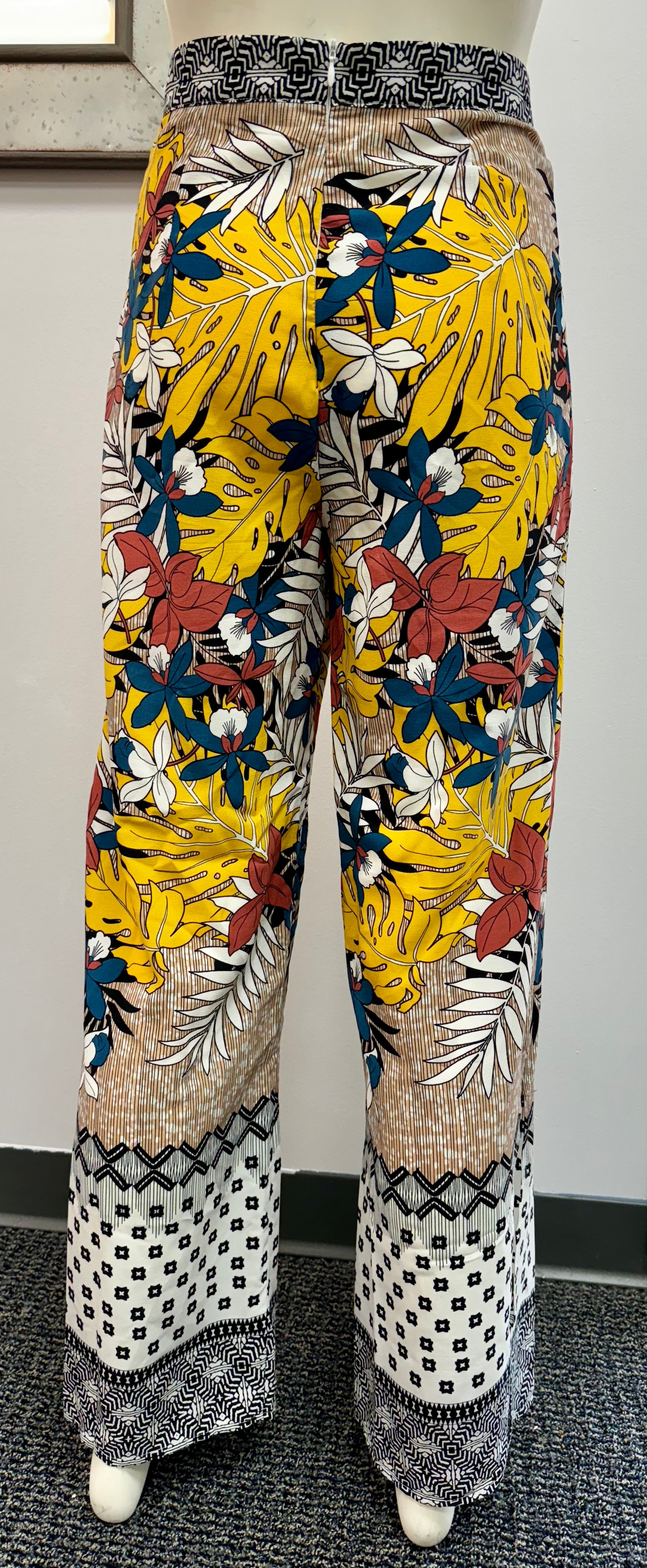 A+k Boutique Flower Print Palazzo Pants, Size Small