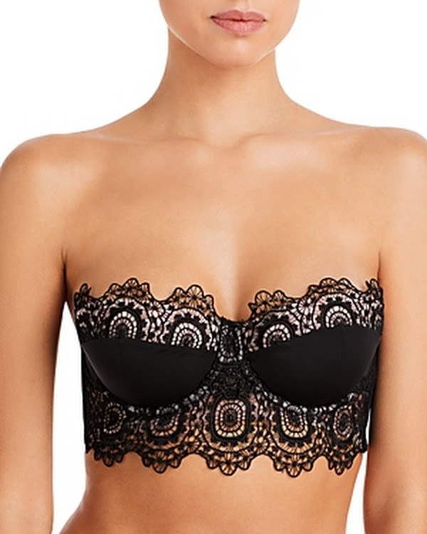 Thistle and Spire Willow Embroidery Strapless Longline Bra, Size 32C