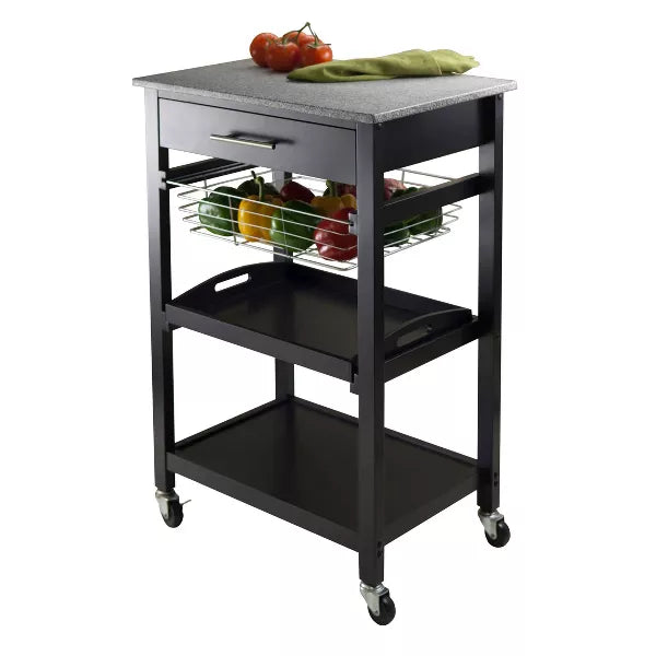 Winsome Julia Granite Top Kitchen Cart Wood/Black - Winsome