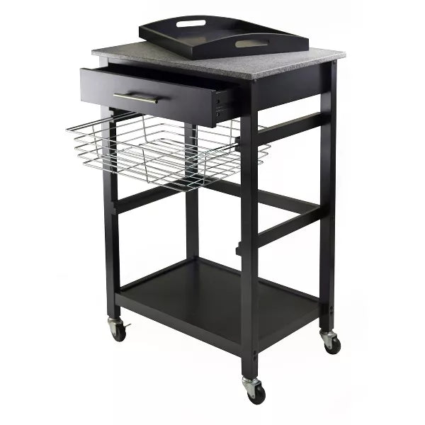 Winsome Julia Granite Top Kitchen Cart Wood/Black - Winsome