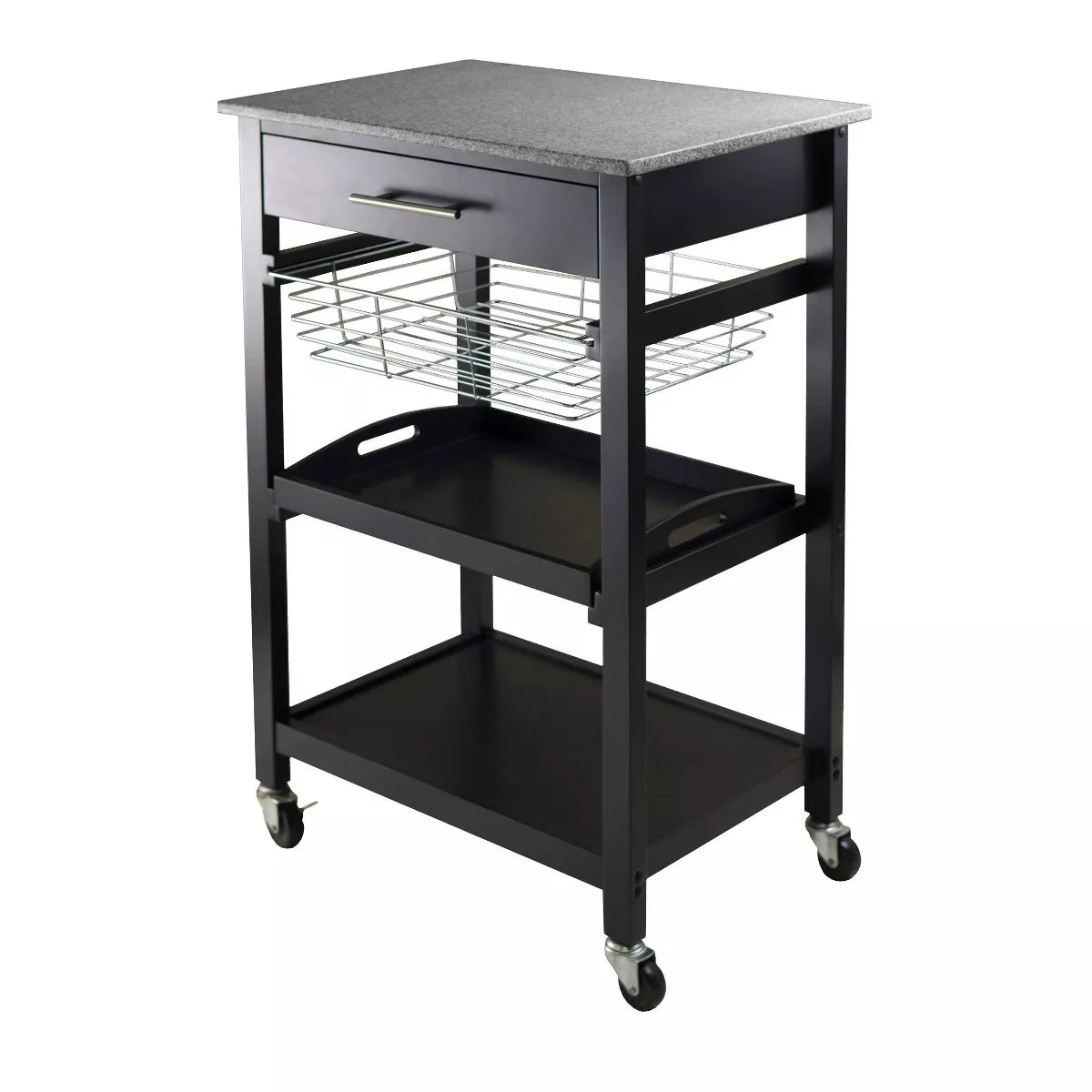 Winsome Julia Granite Top Kitchen Cart Wood/Black - Winsome