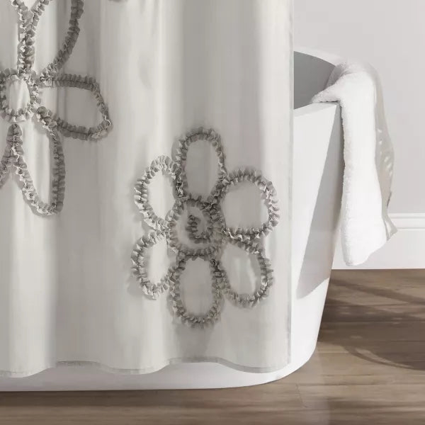 Lush Decor Ruffle Flower Shower Curtain