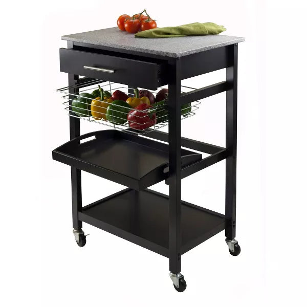 Winsome Julia Granite Top Kitchen Cart Wood/Black - Winsome