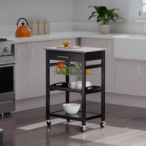 Winsome Julia Granite Top Kitchen Cart Wood/Black - Winsome