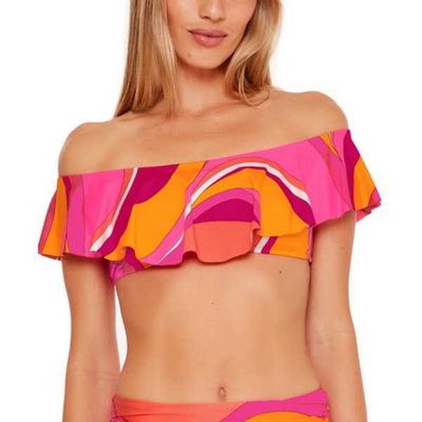 Trina Turk Swim  Vivid Vista Off the Shoulder Bandeau, Size 4