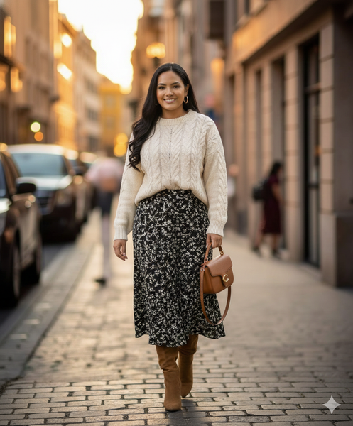 Cupshe Womens Black Ditsy MIDI Skirt - Black