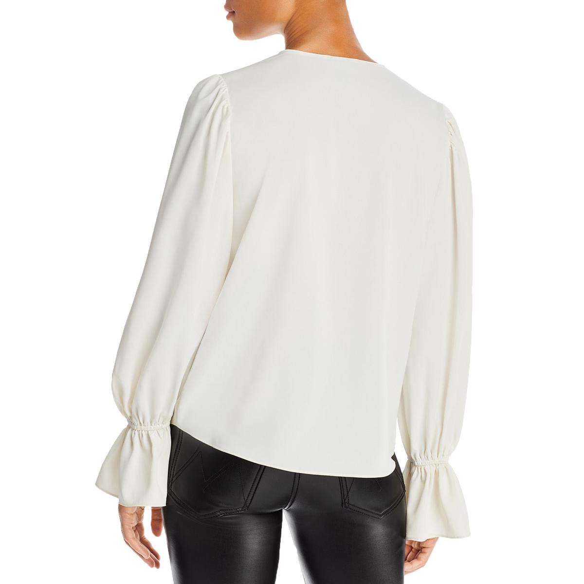 Aqua Long Sleeve V-Neck Top, US Small