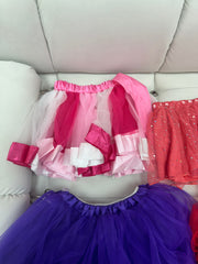 Lot of 4 Tutu skirts Ages 4, Colors Purple, Red, Pink