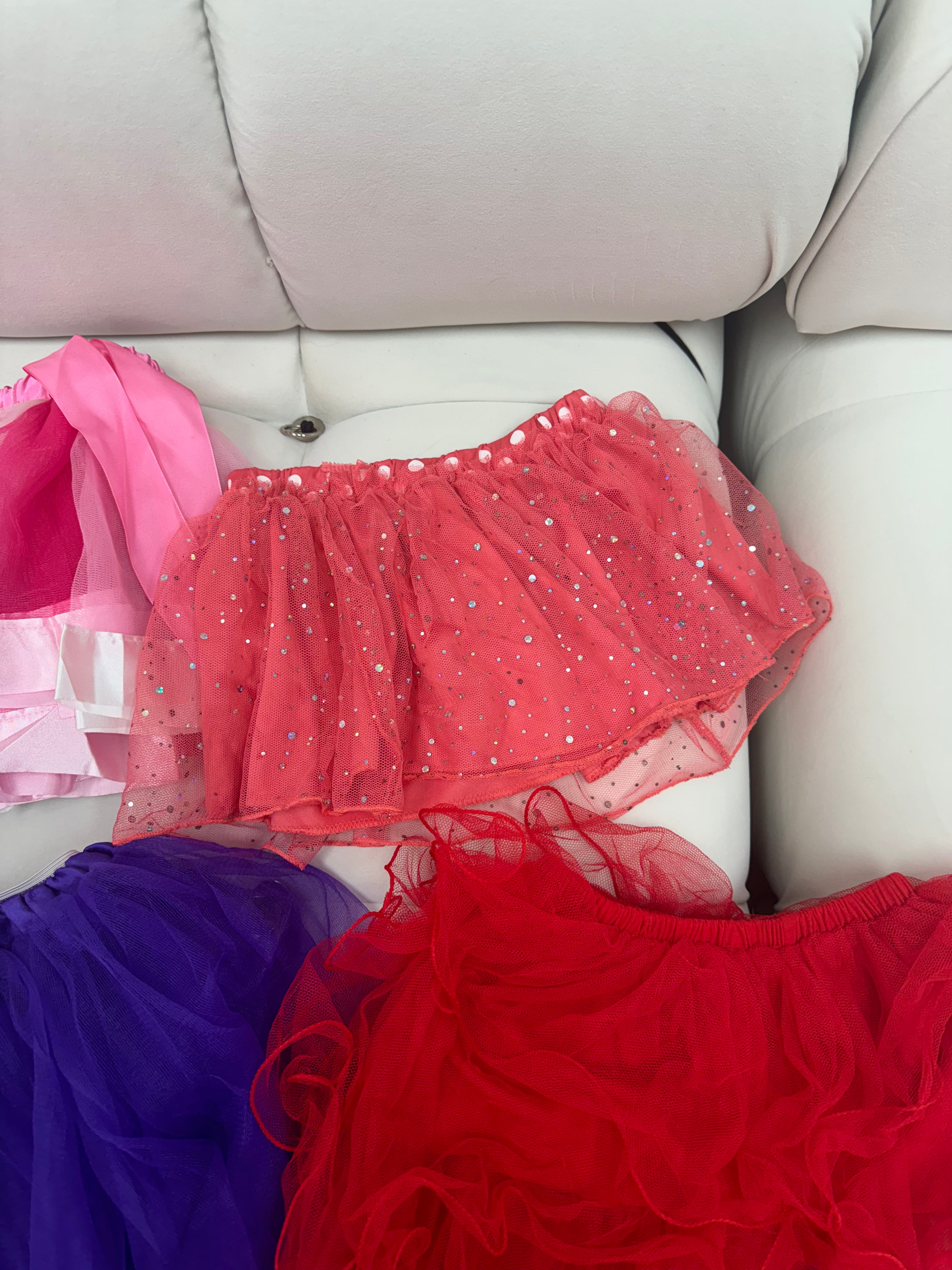 Lot of 4 Tutu skirts Ages 4, Colors Purple, Red, Pink