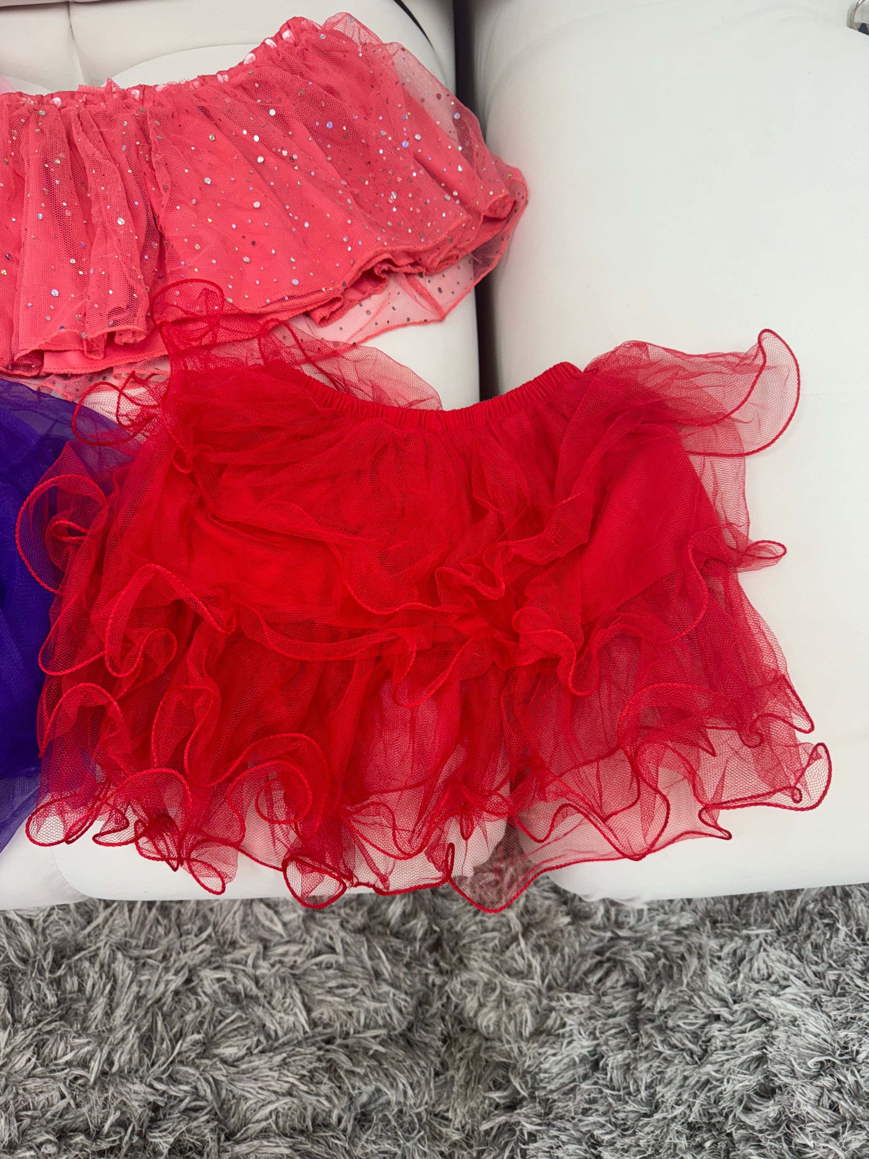 Lot of 4 Tutu skirts Ages 4, Colors Purple, Red, Pink