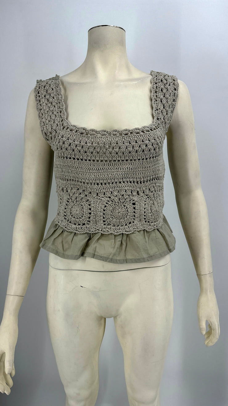 Rebellion Again Womens Crochet Knit Top, Size Medium