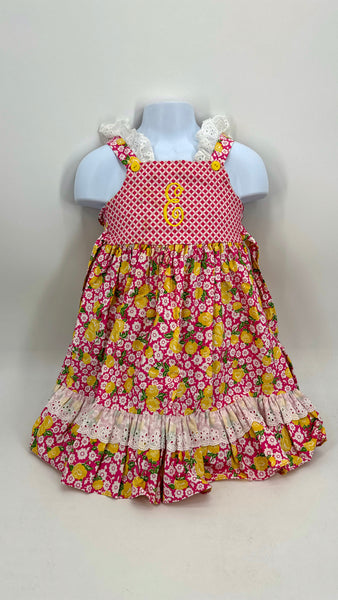 Ricrac and Ruffles Girls Flowers and Diamonds Dress With E Mono, Size 6