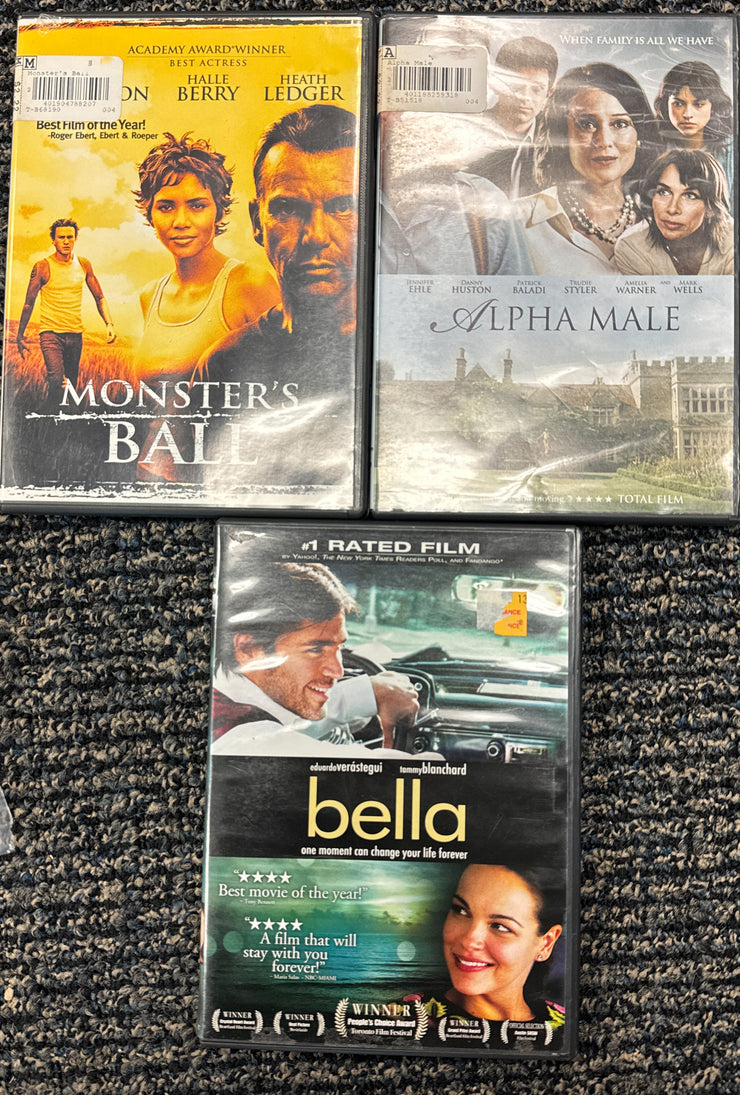 Drama DVD Bundle: Bella, Alpha Male, Monsters Ball