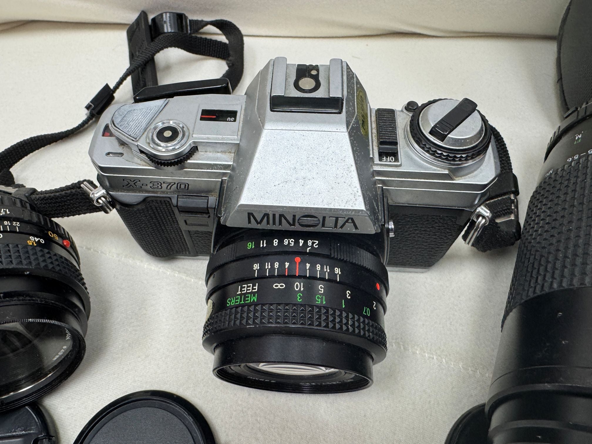 Minolta X-370 Film Camera + Lenses, Polarizer, Carry Case