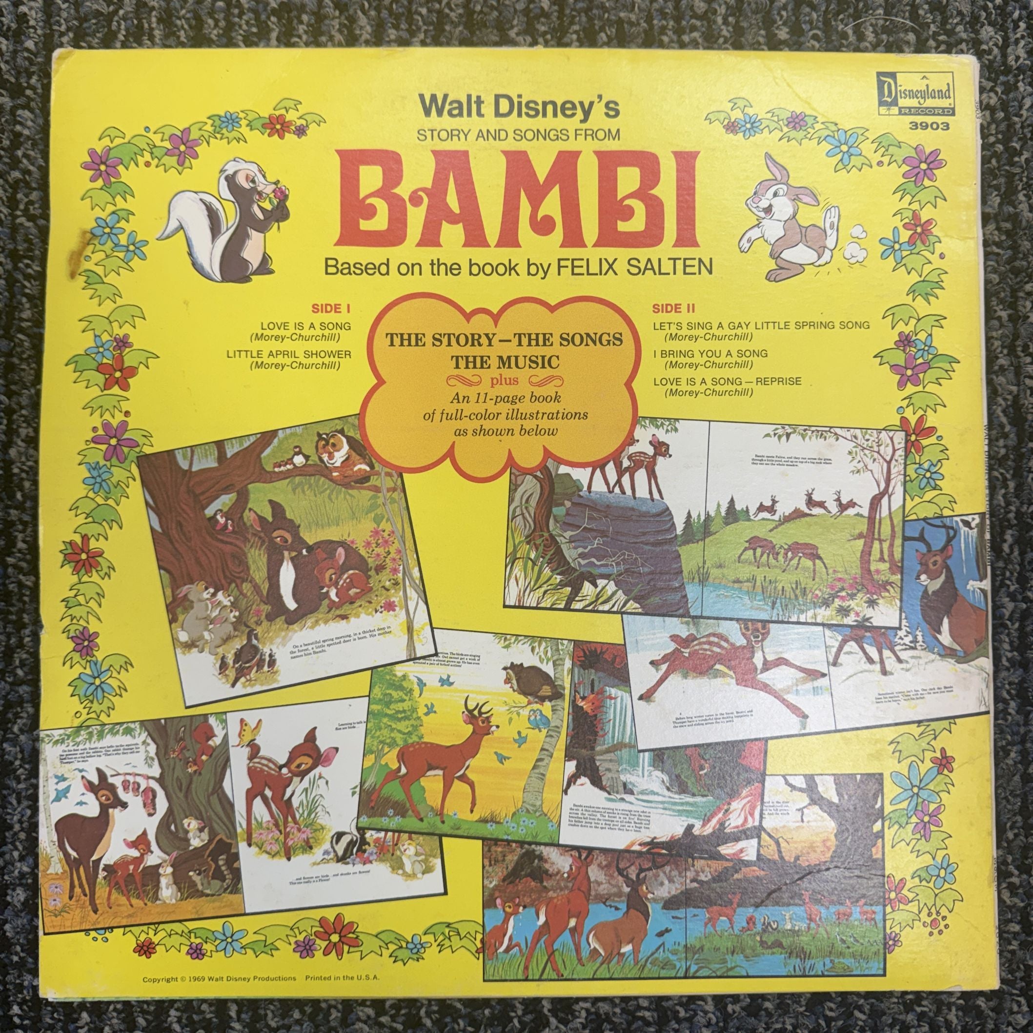 Walt Disneys Story and Songs from Bambi Vinyl Record and Storybook