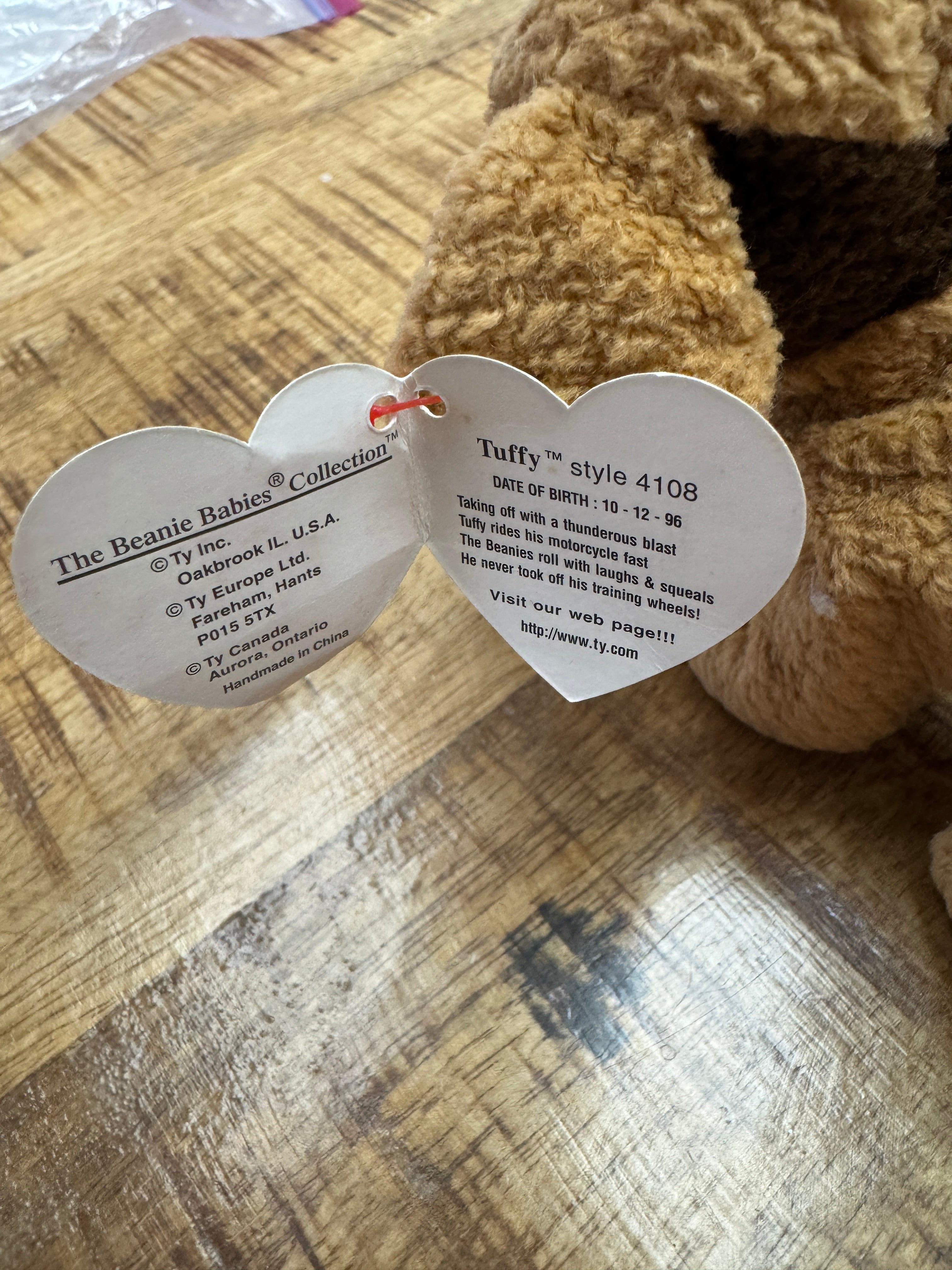 Retired 1996 Ty Beanie Baby TUFFY THE DOG With Rare Multiple Tag Errors