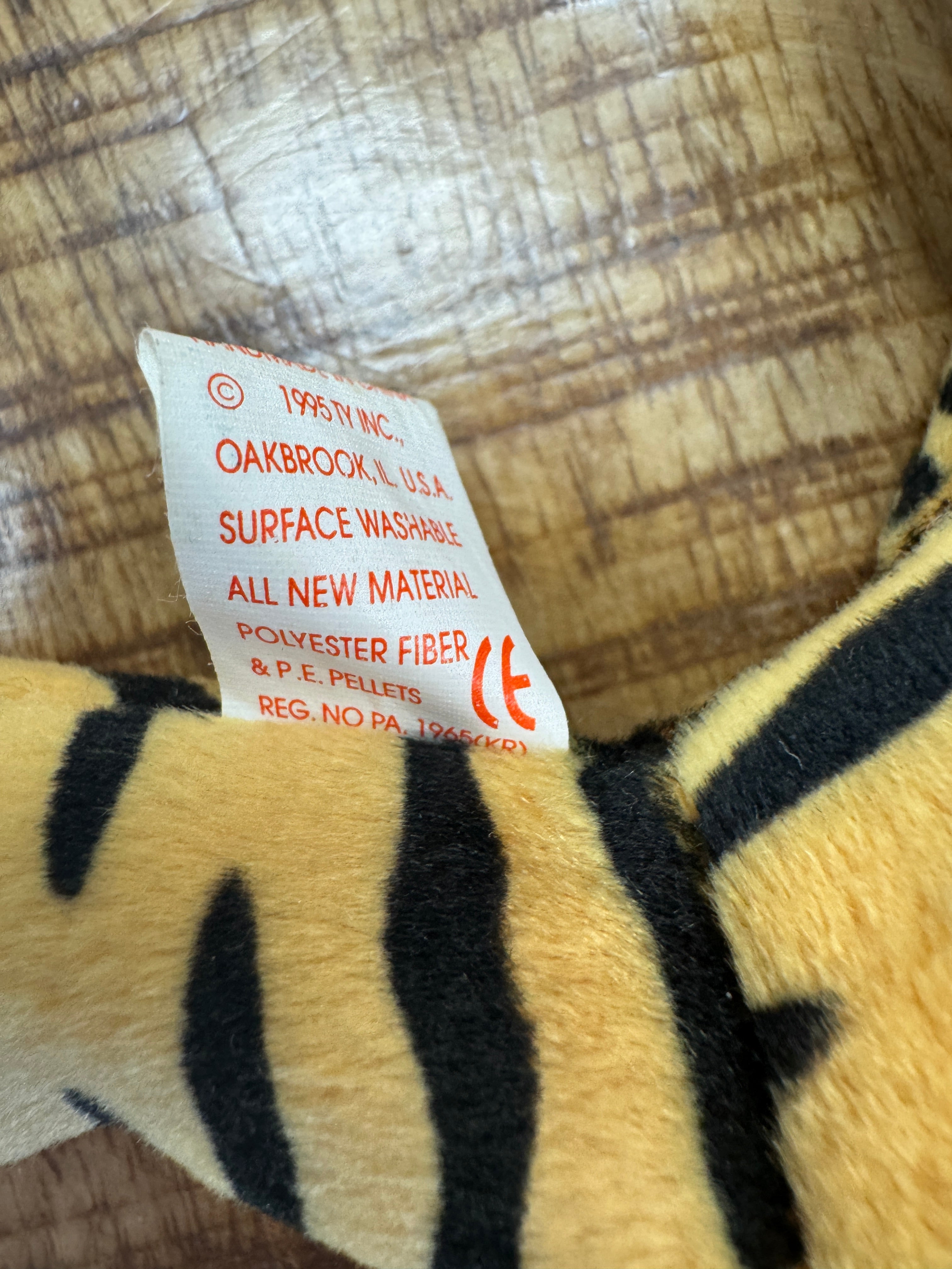 TY Beanie Babies Baby STRIPES the BENGAL TIGER Cat PVC Pellets RETIRED Vintage