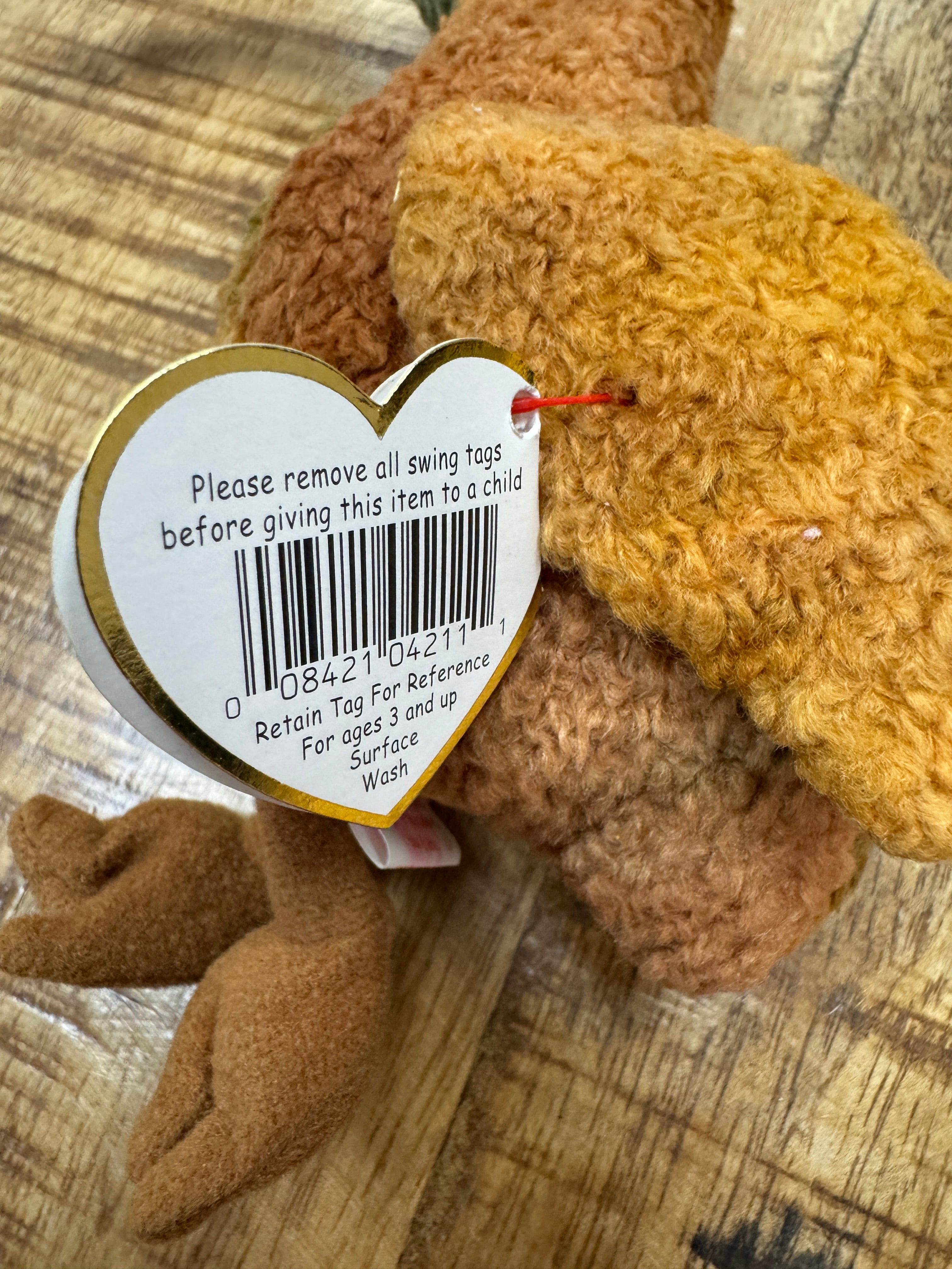 1998 Ty Beanie Baby Beak the Kiwi Bird Retired P.E. Pellets w/ Tag