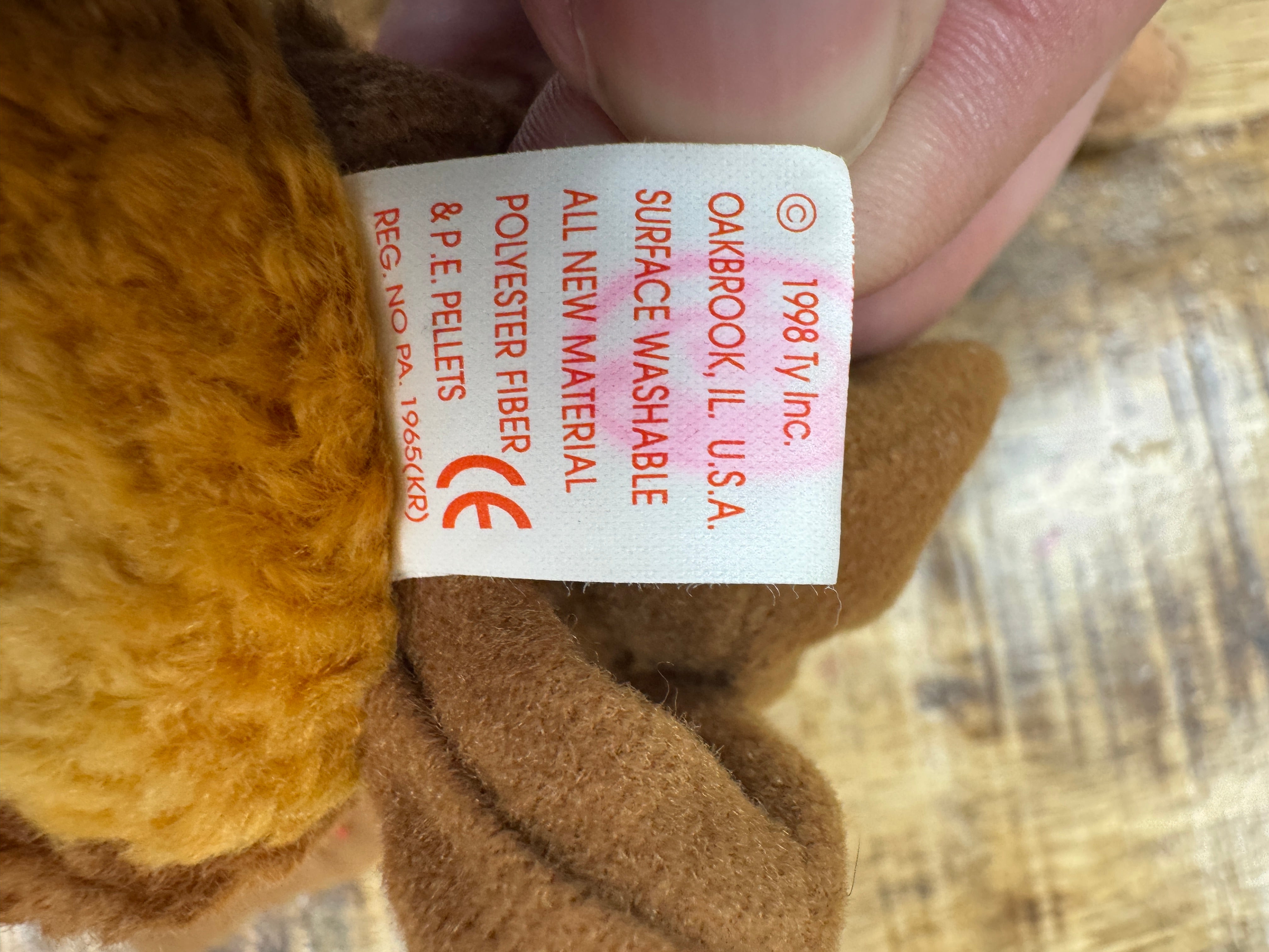 1998 Ty Beanie Baby Beak the Kiwi Bird Retired P.E. Pellets w/ Tag
