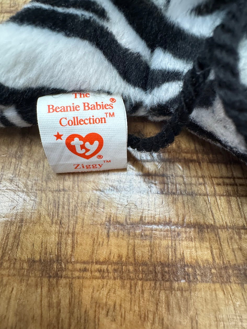 Ty Beanie Babies Ziggy, Zebra, 1995, PVC pellets