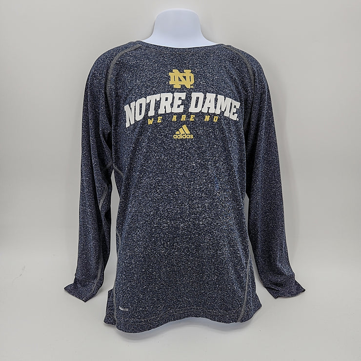 Notre Dame Boys Shirt Navy Blue Adidas Long Sleeve Tee, Size 10/12