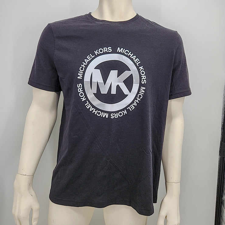 MICHAEL KORS Mens Satin Appliqué Logo Graphic T-Shirt, Size Large