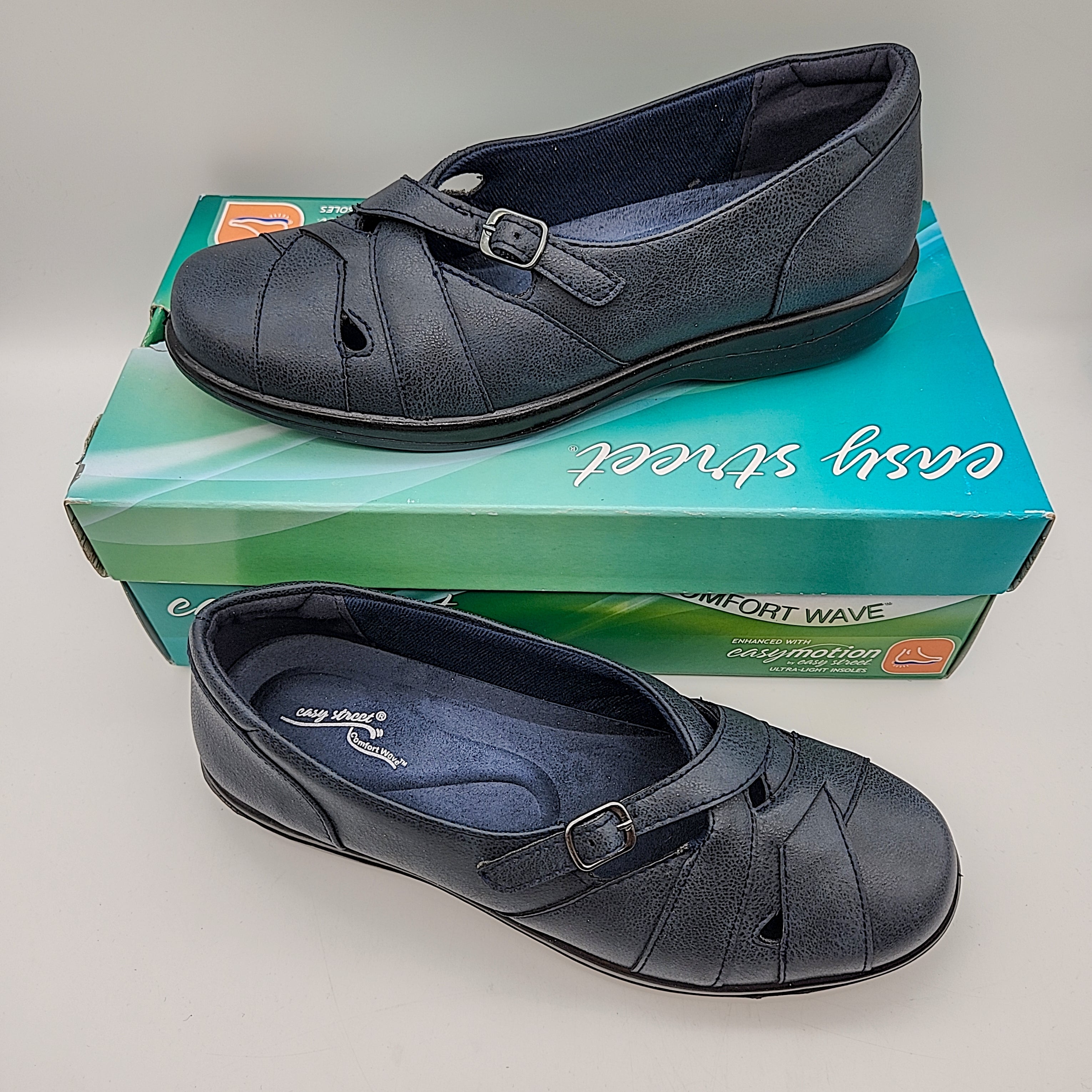 Easy Street Sync Flats Womens Shoes, 7.5M Navy