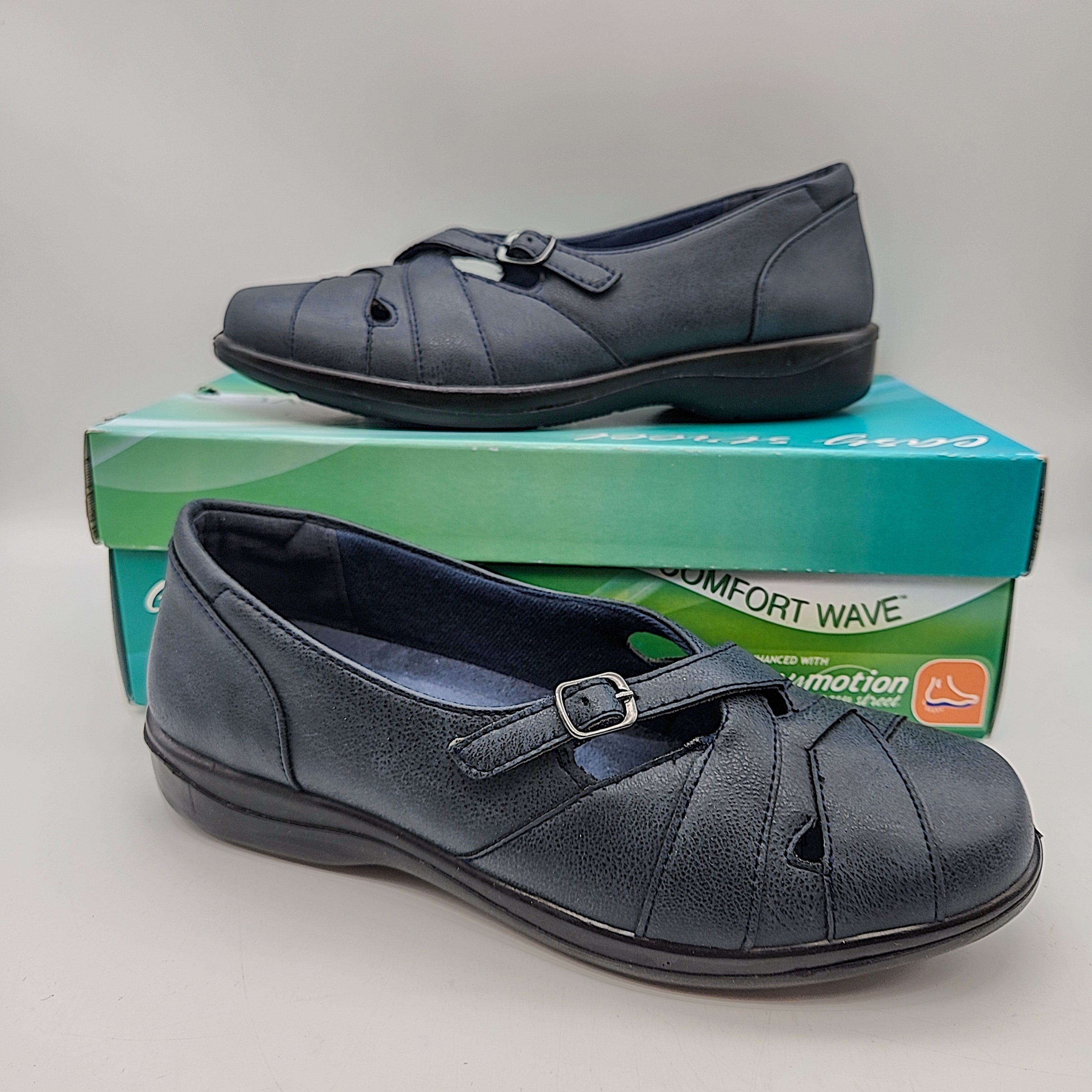 Easy Street Sync Flats Womens Shoes, 7.5M Navy