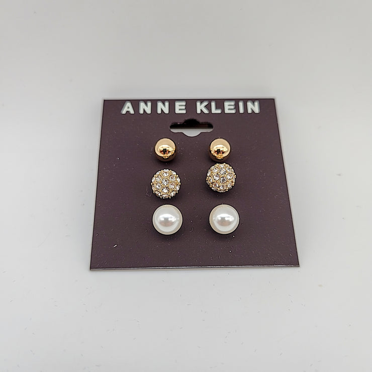 Anne Klein Gold-Tone 3-PC. Set Pave Stud Earrings