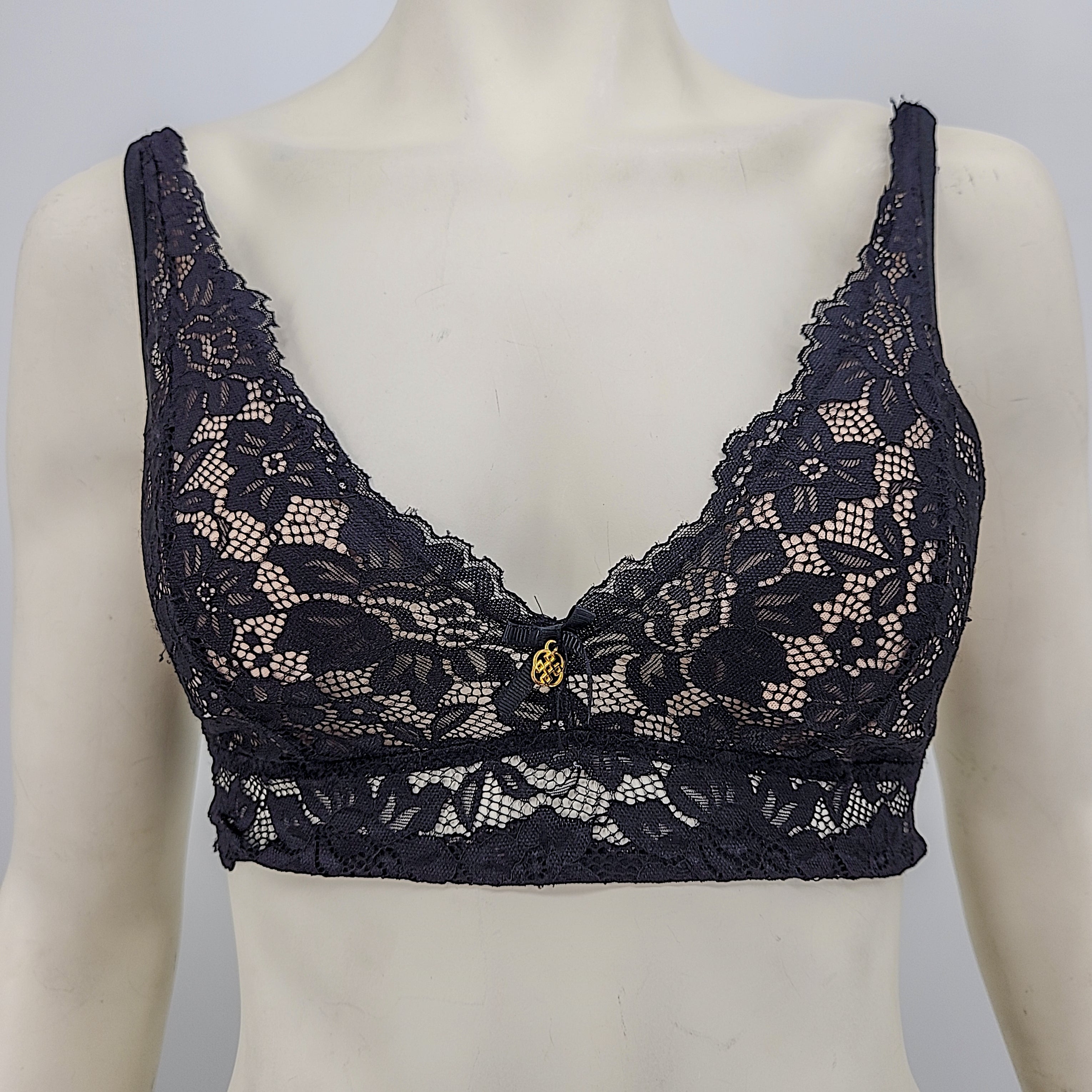 Daisy Fuentes Black Lace Bralette, Size Medium