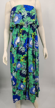 Jopra Blue Green Floral Maxi Dress, Size XS