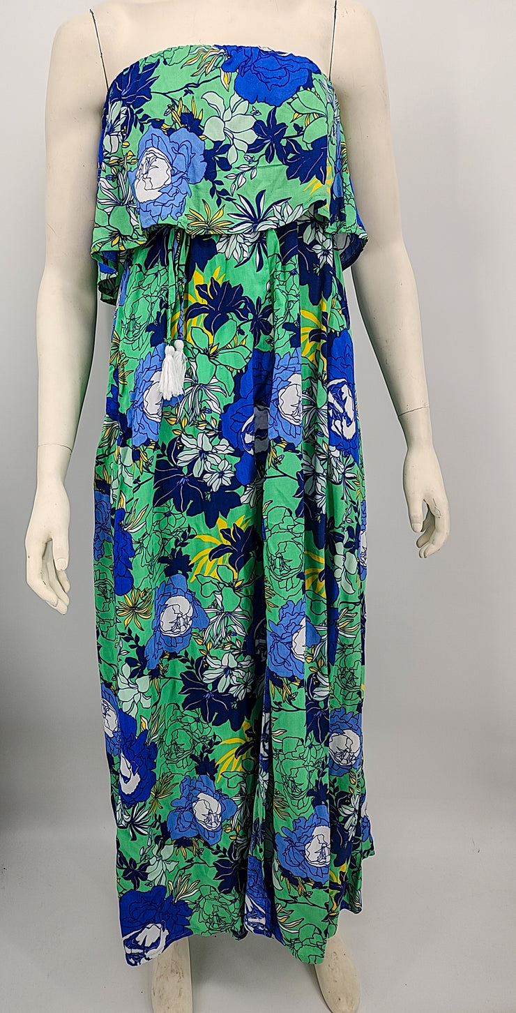 Jopra Blue Green Floral Maxi Dress, Size XS