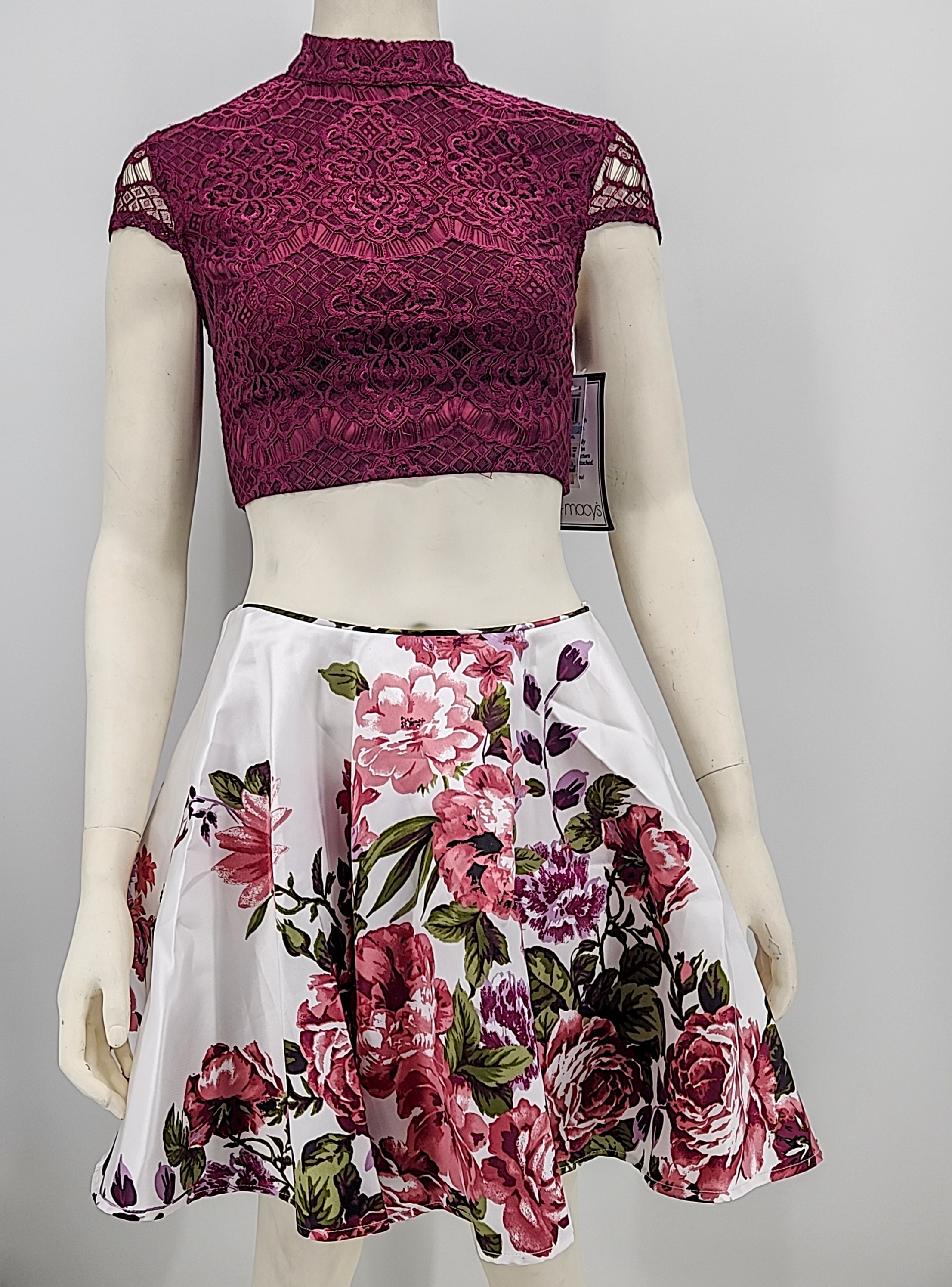 City Studios Juniors Fit and Flare Floral 2-Piece Dress