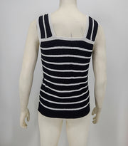 Loft Women Black White Stripe Lightweight Sweater Medium