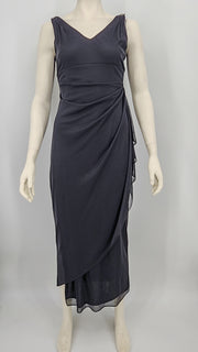 Alex Evenings Long Black Sleeveless Rutched Dress Rhinestone Accent Size 6P