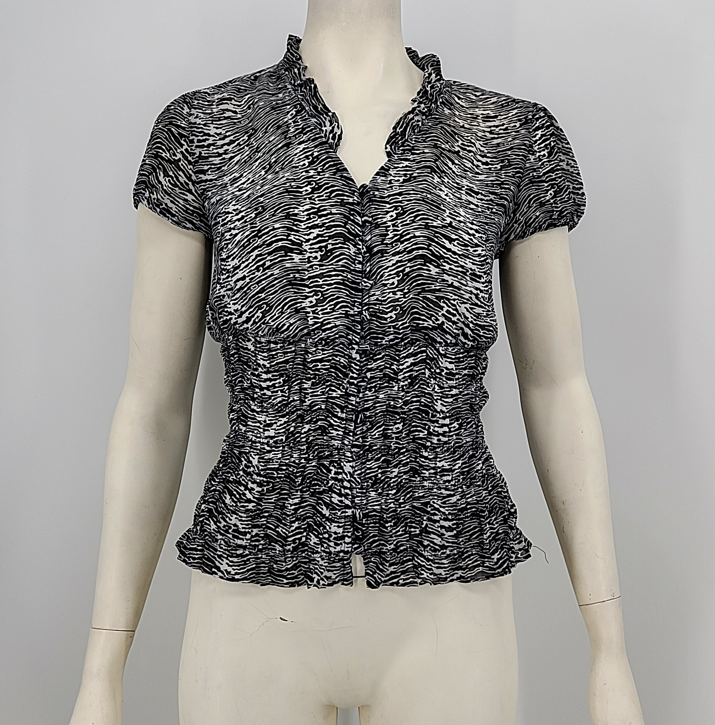 Worthington Animal Print Mandarin Collar Blouse, Size Small