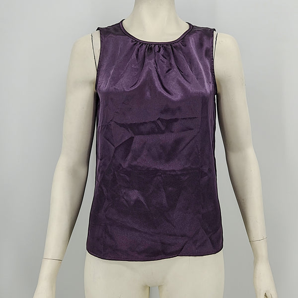 Le Suit Satin Sleeveless Tank Top, Size 4