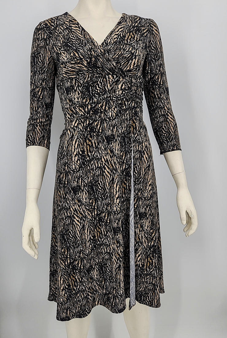 Anne Klein Faux-Wrap Animal-Print Dress, Size 2